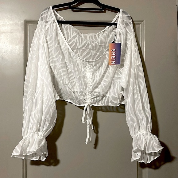 Plus Ruffle Sleeve Crop Top - Picture 3 of 4